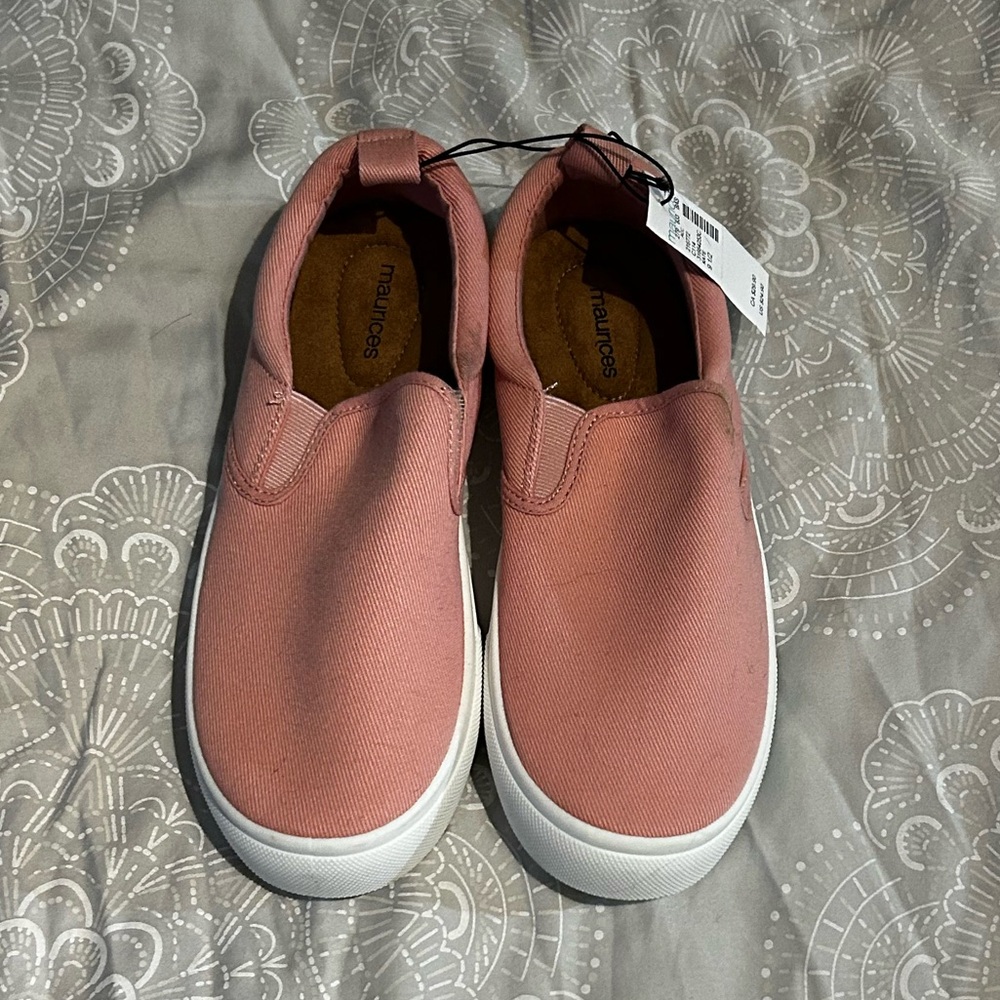Pink slip on sneakers